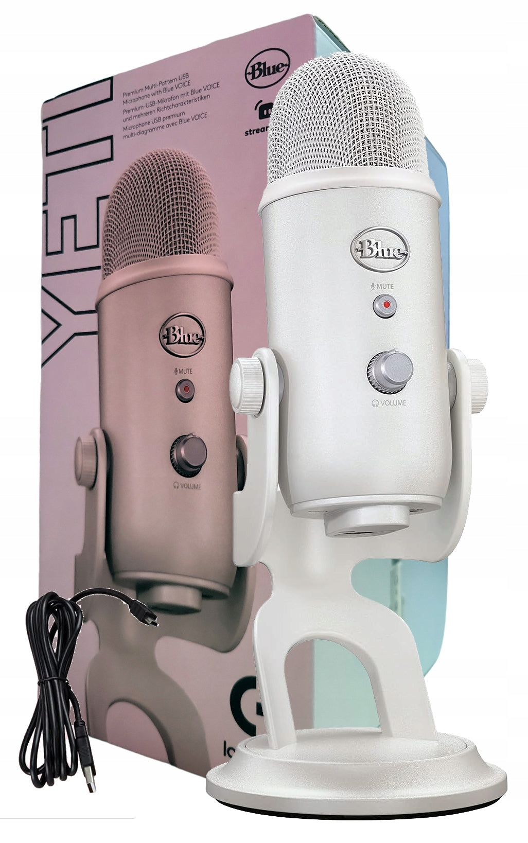 BLUE YETI SILVER USB STUDIO MICROPHONE FOR STREAMING