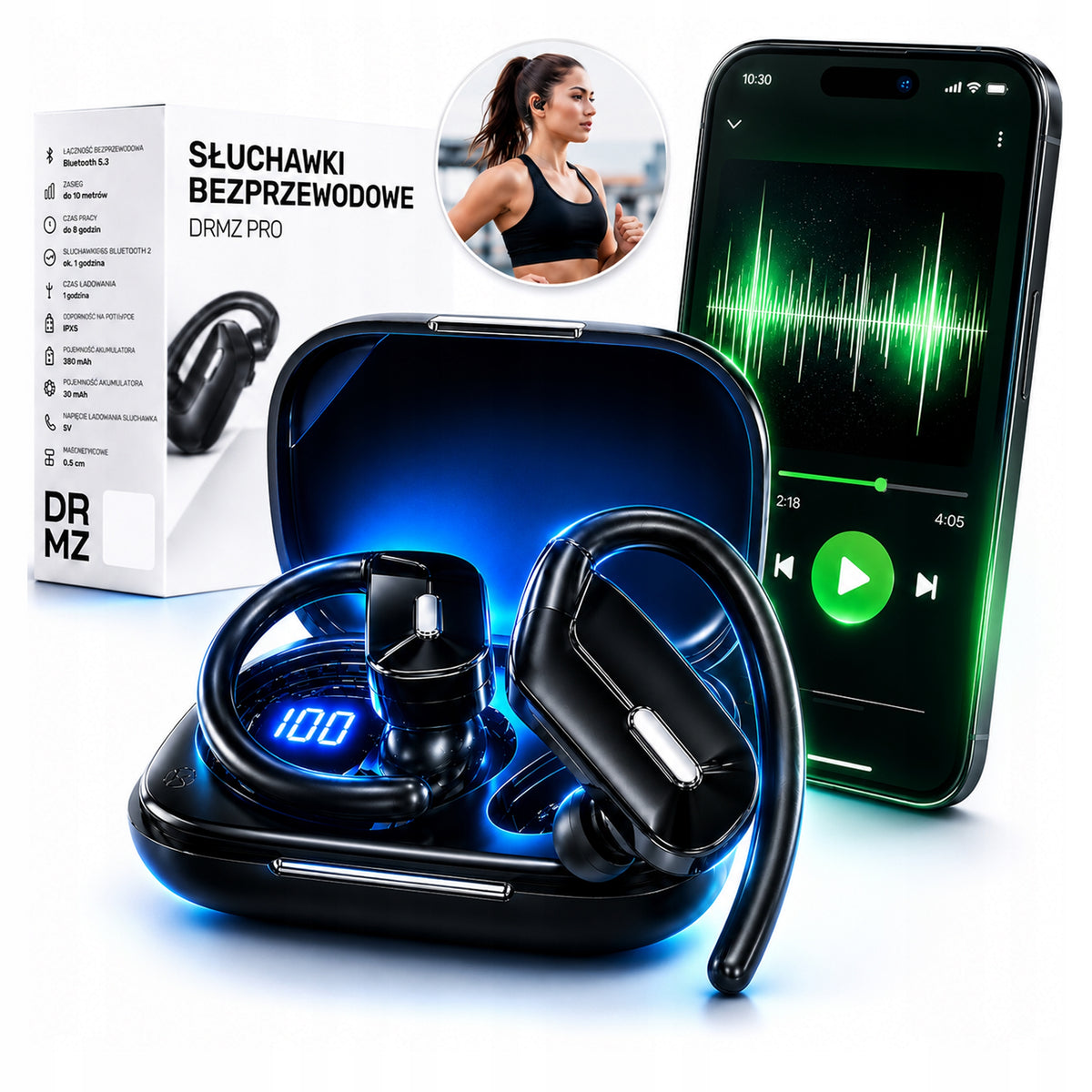 BLUETOOTH 5.3 WIRELESS HEADPHONES IN-EAR USB-C SPORTS LED EDR TWS