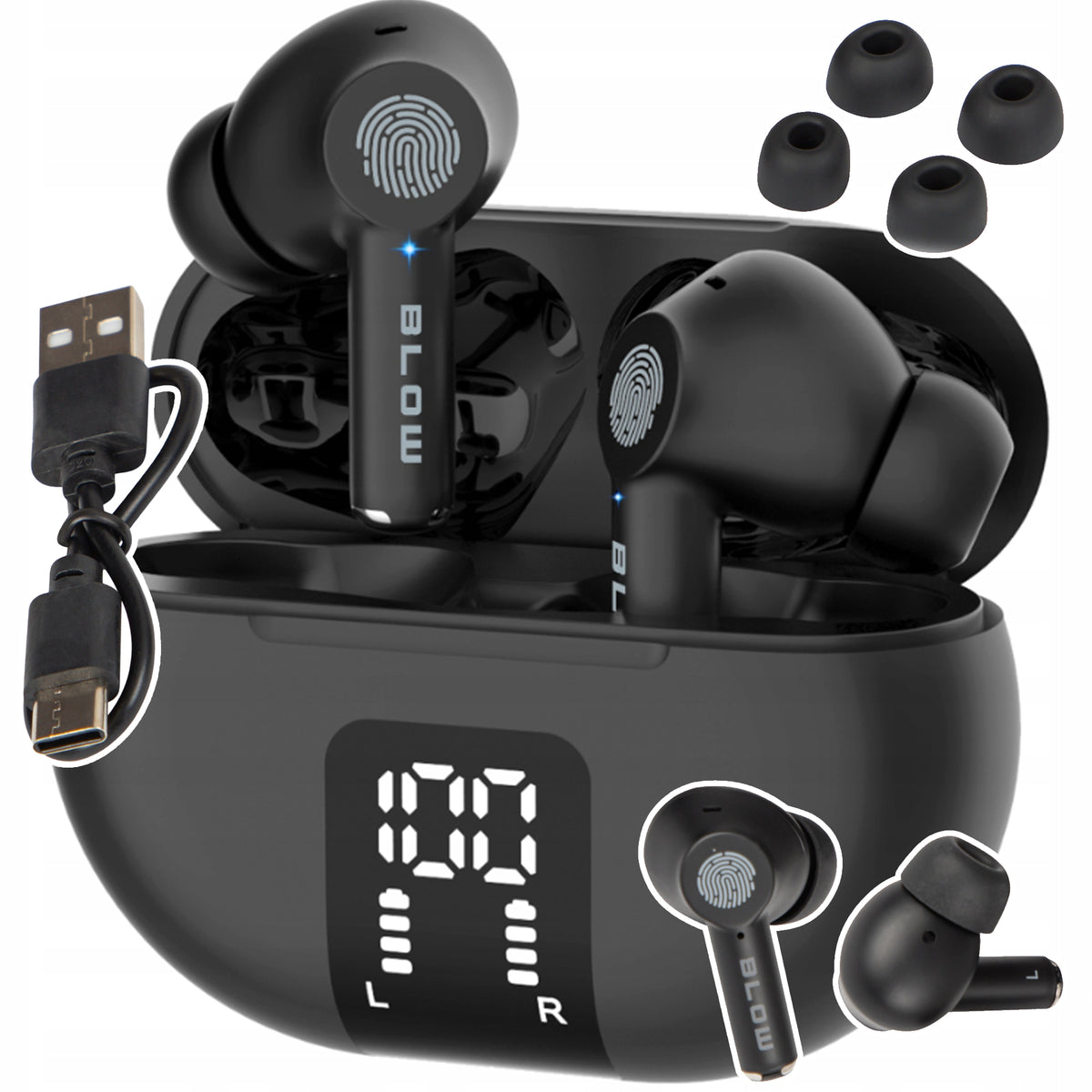 BLUETOOTH HEADPHONES WIRELESS IN-EAR POWERBANK ANC CASE