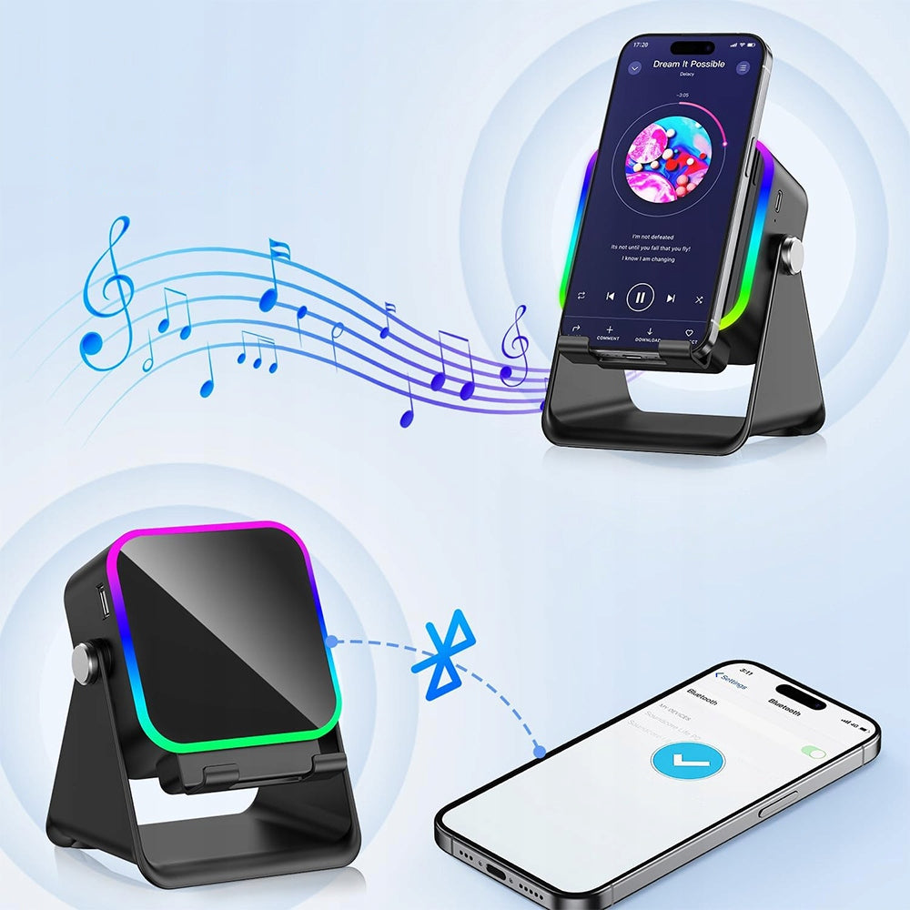 BLUETOOTH INDUCTION SPEAKER WITH ADJUSTABLE ANGLE AND MAGNETIC MOUNTING Packaging status original