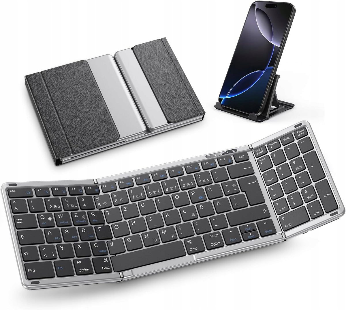 BLUETOOTH KEYBOARD FOLDABLE 104 KEYS QWERTZ NUMERIC WIRELESS
