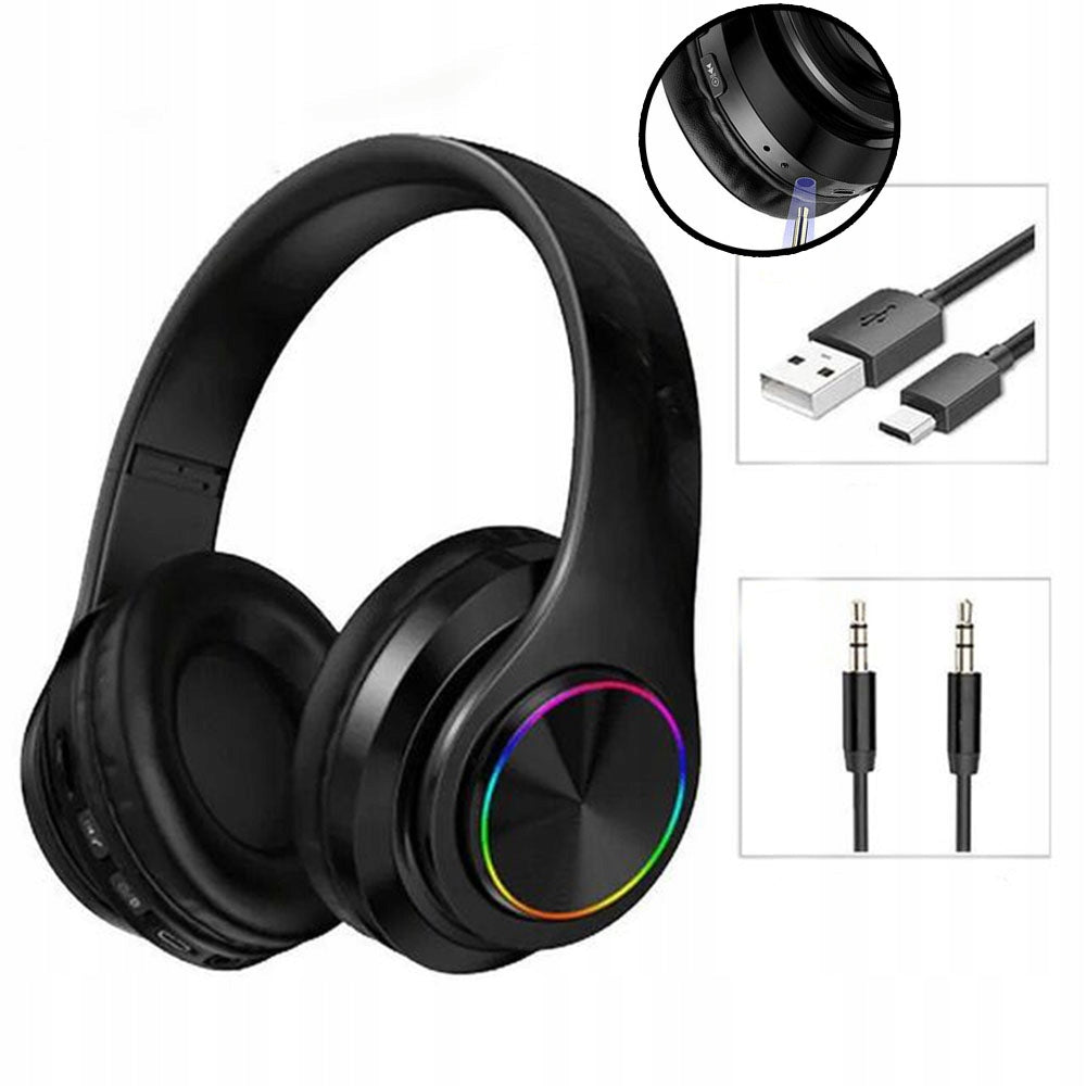 BLUETOOTH MP3 WIRELESS HEADPHONES ON-EAR RGB MICROPHONE FOR BABY