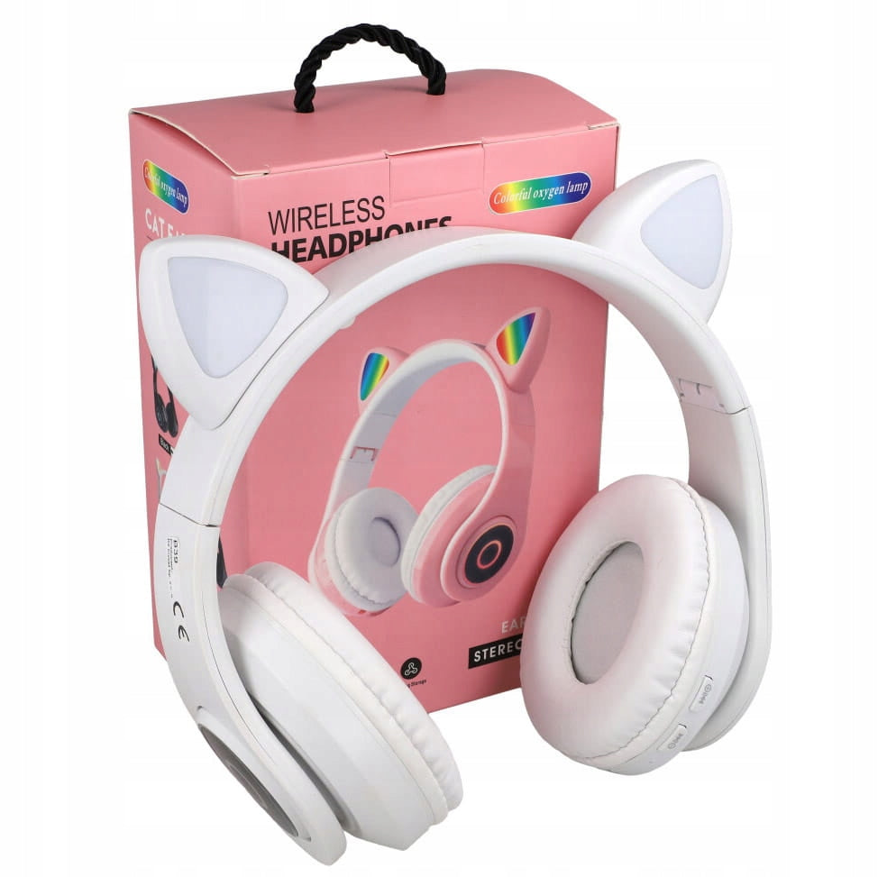 BLUETOOTH ON-EAR HEADPHONES FOR KIDS LED WHITE