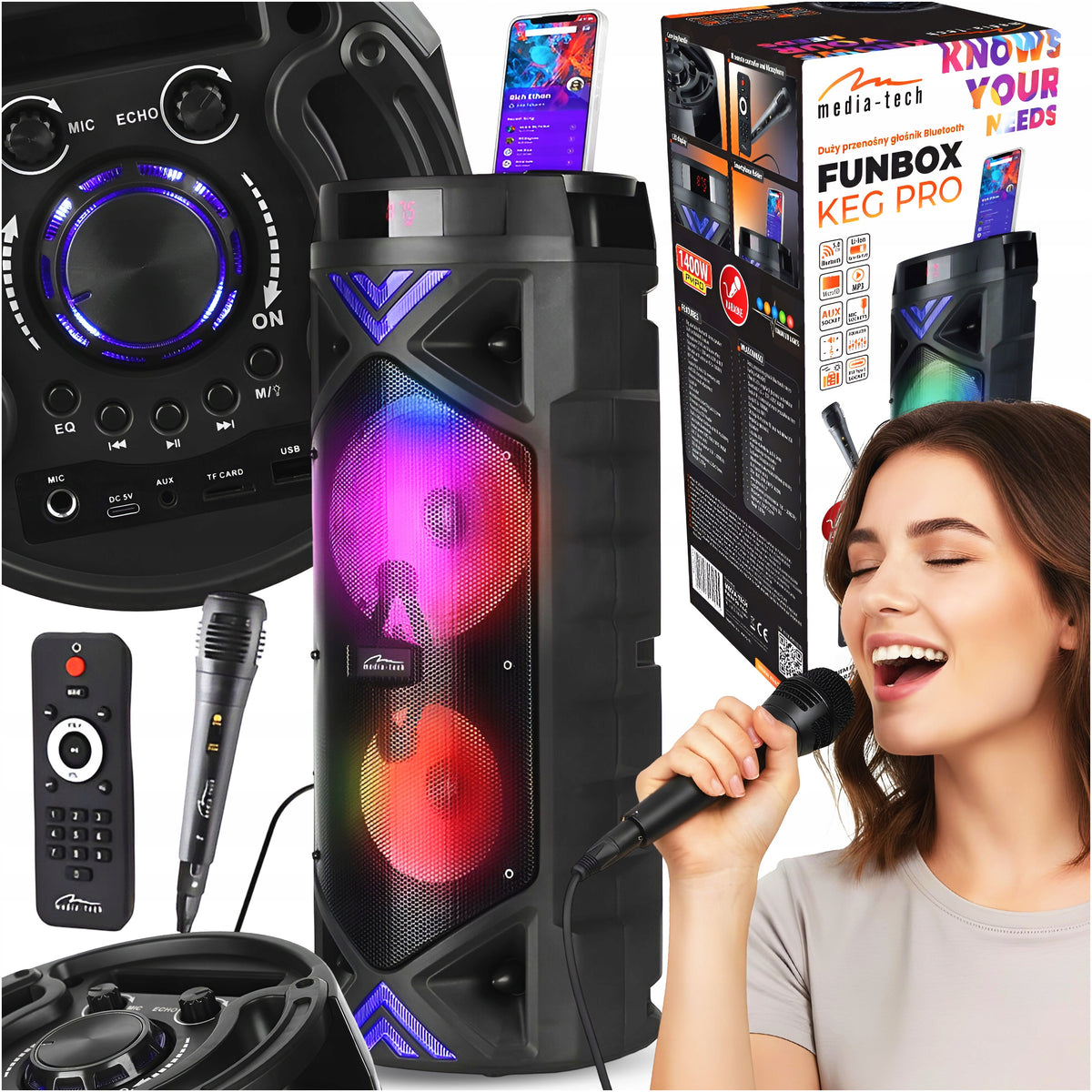 BLUETOOTH SPEAKER PORTABLE WIRELESS KARAOKE RADIO MEDIATECH KEG