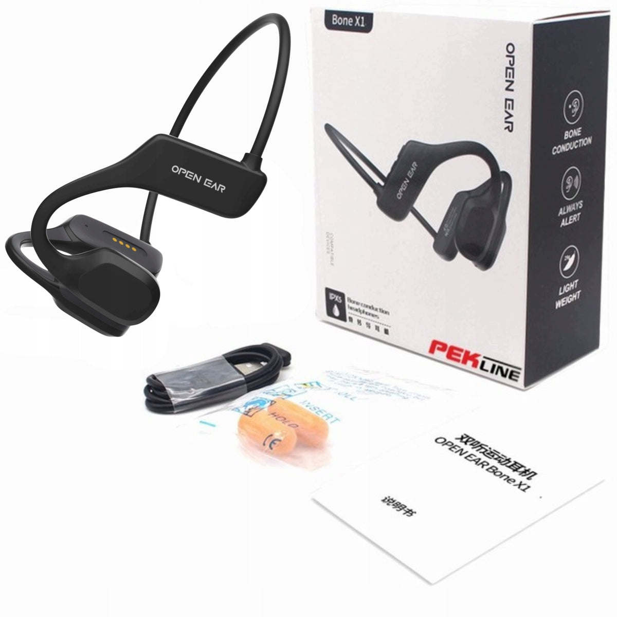 BLUETOOTH WIRELESS HEADPHONES BONE CONDUCTION SPORT FOR RUNNING X1