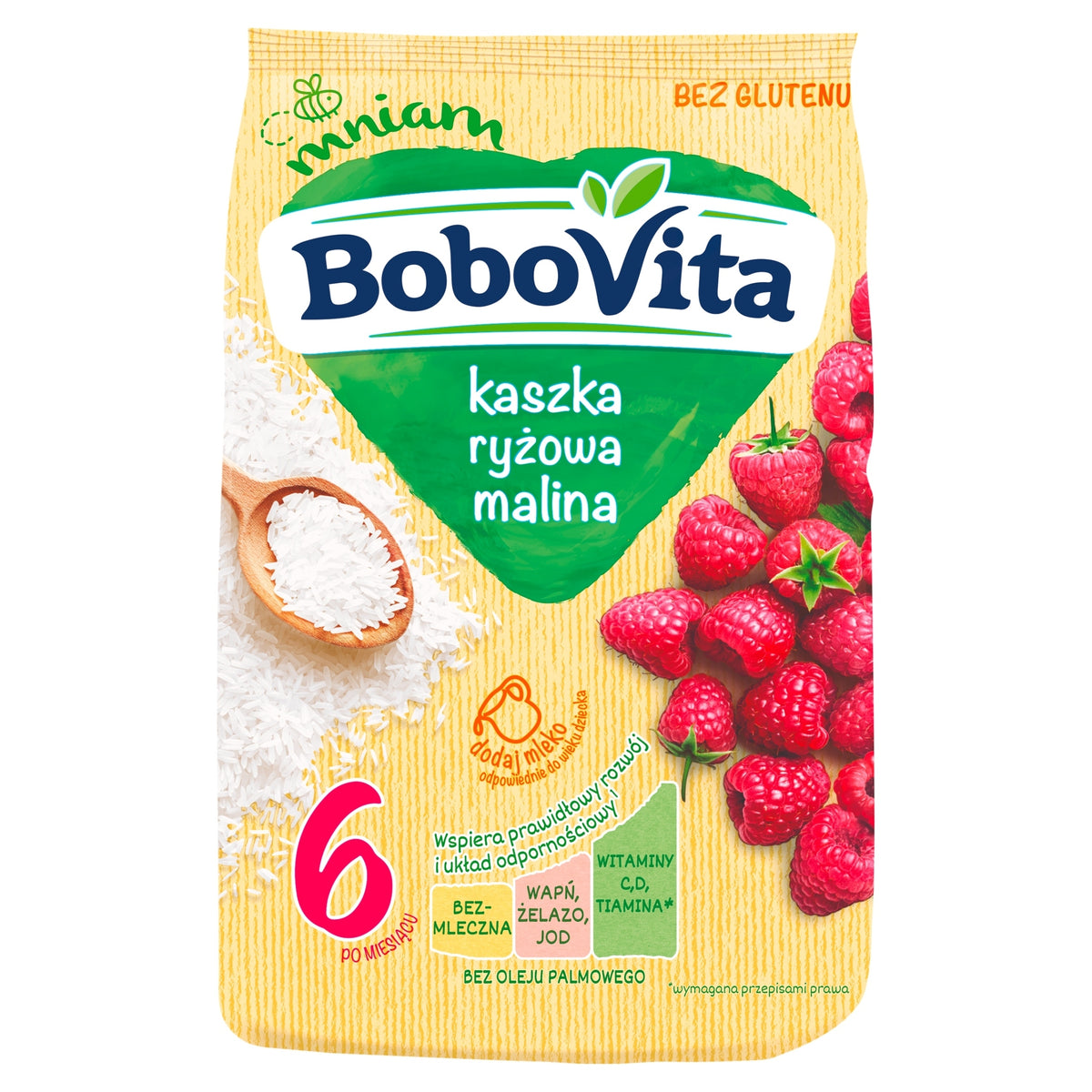 BOBOVITA DAIRY FREE RICE PORRIDGE RASPBERRY GLUTEN FREE 180g Packaging status original