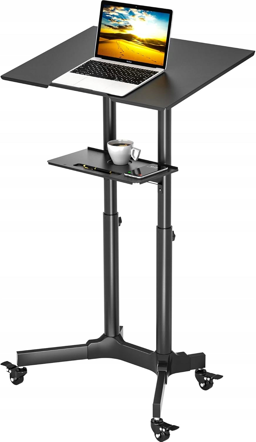 BONTEC Mobile Laptop Desk Standing Steel Multifunction Wheels