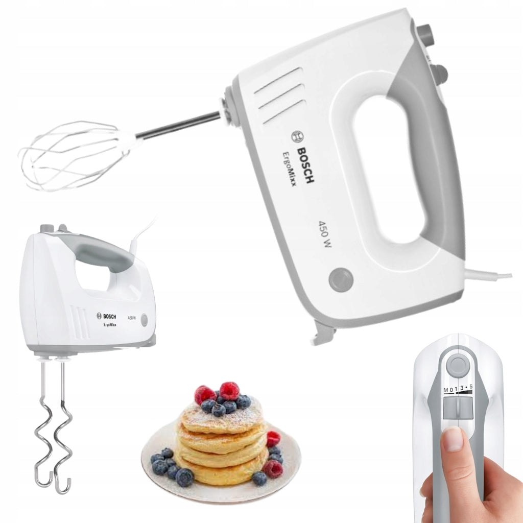 BOSCH HAND MIXER TURBO FOOD PROCESSOR WHITE POWERFUL QUIET 5 SPEEDS