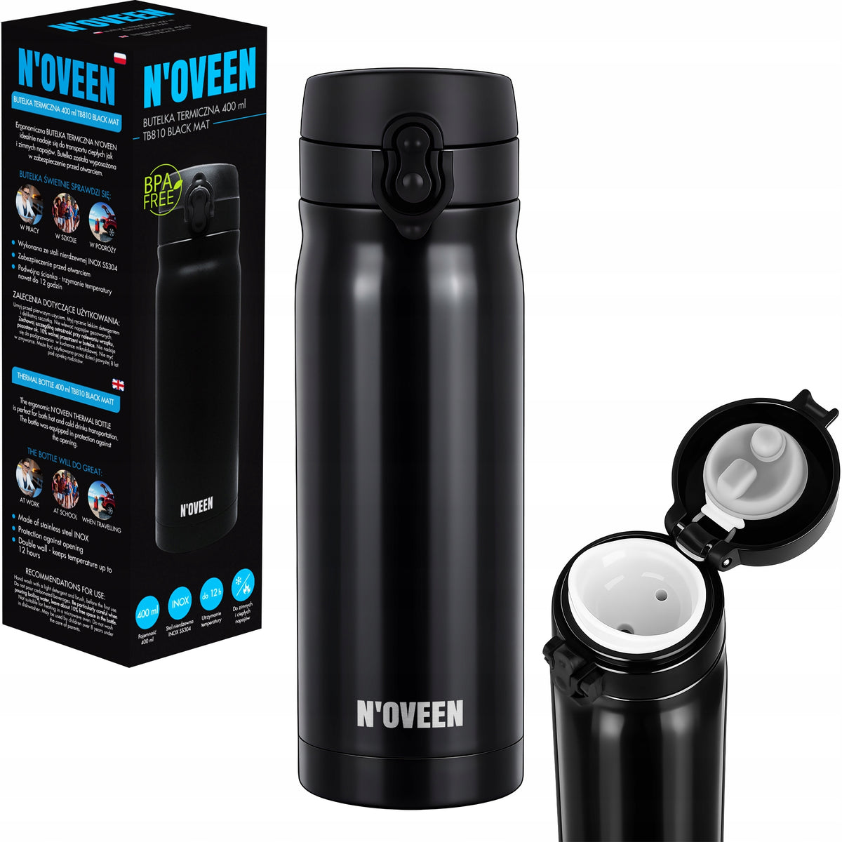 BOTTLE THERMAL MUG THERMOS WATER BOTTLE 400ml INOX FOR COFFEE TEA