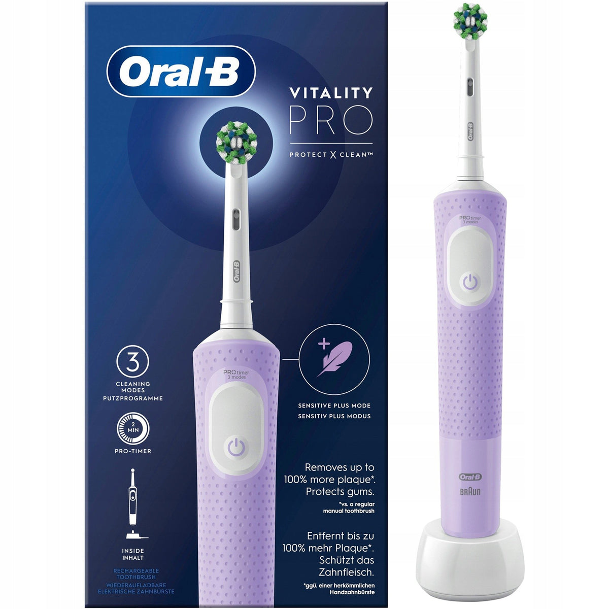 BRAUN ORAL B VITALITY 103 PRO ELECTRIC TOOTHBRUSH LILAC