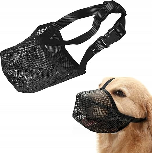 BREATHABLE muzzle M For Dog BLACK with LIGHTWEIGHT MESH Construction Strong