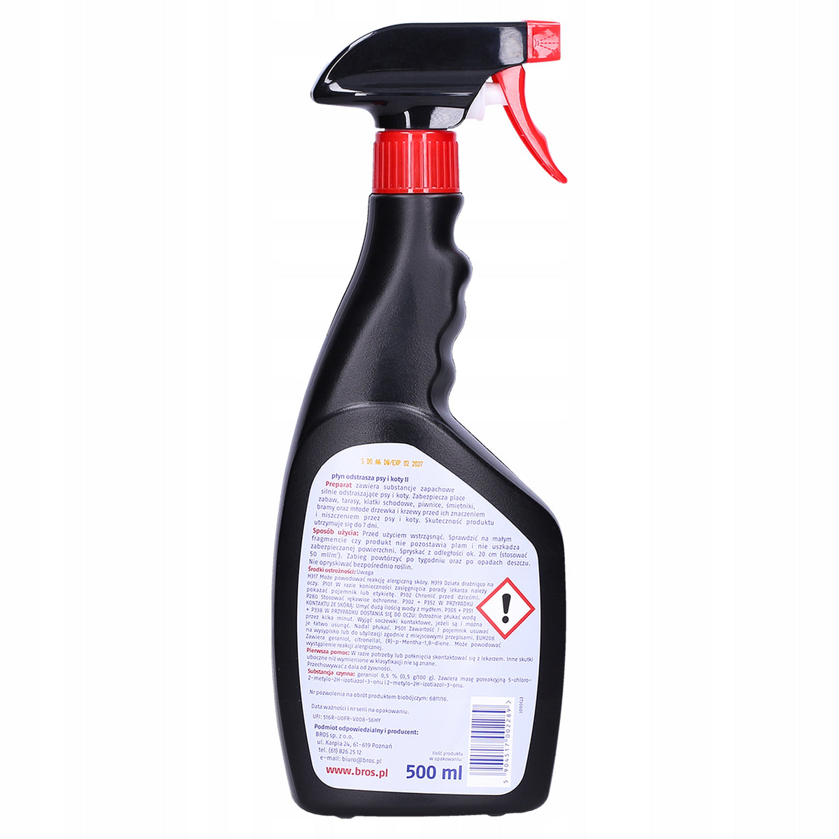 BROS AGENT LIQUID SPRAY REPELLENT DOGS CATS 500ML Manufacturer code 5904517002289