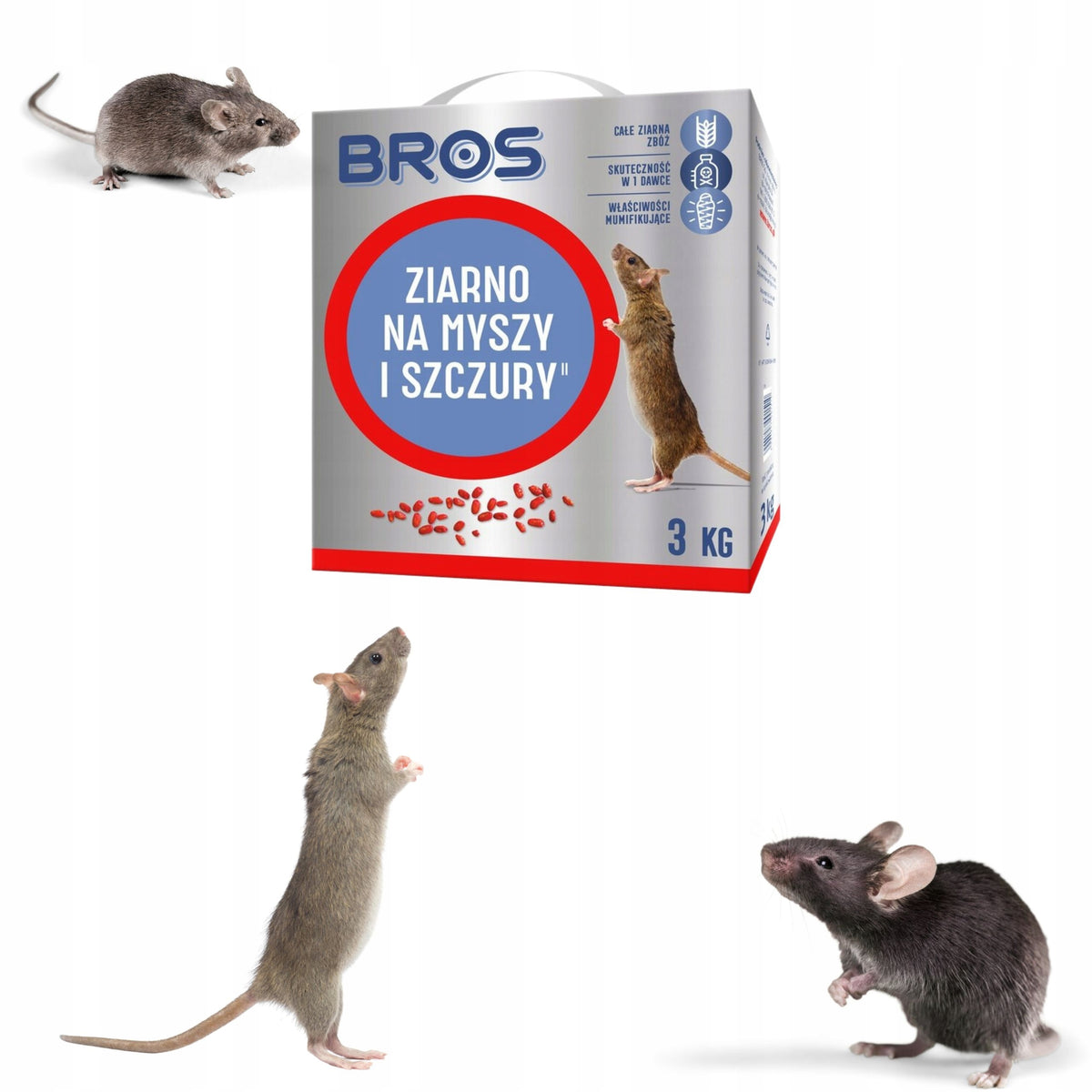 BROS POISON GRAIN FOR MICE AND RATS 3KG Packaging status original