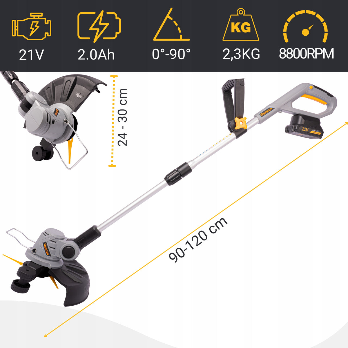 BRUSH CUTTER CORDLESS BRUSH CUTTER ON GRASS WHEELS SCYTHE BLADE SET Brand BESTEN