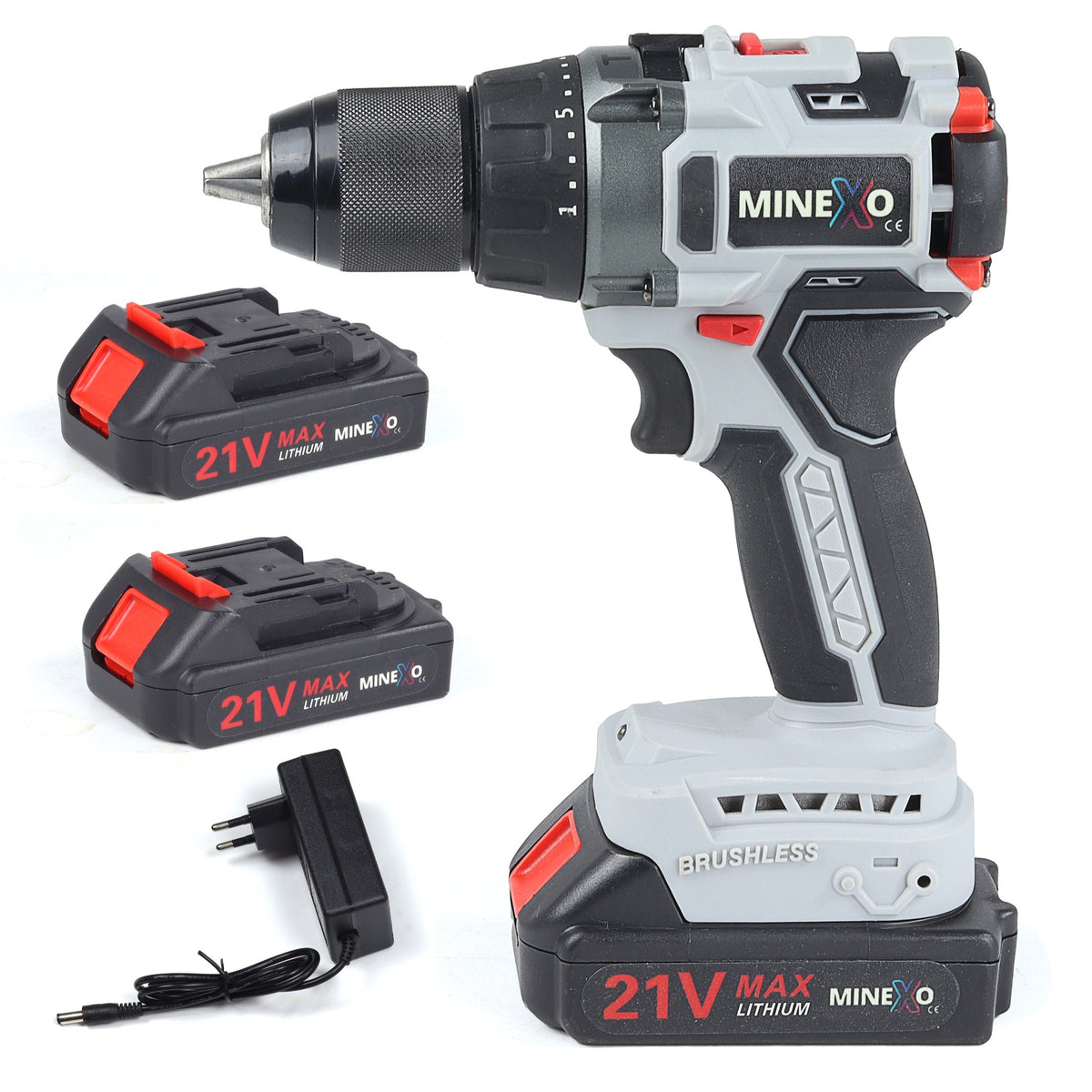 BRUSHLESS CORDLESS IMPACT DRILL 21V SET SUITCASE