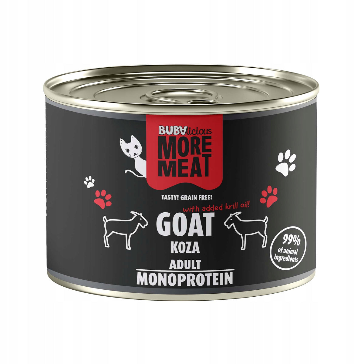 BUBAlicious Cat More Meat Mono Goat Can 185g Packaging status original