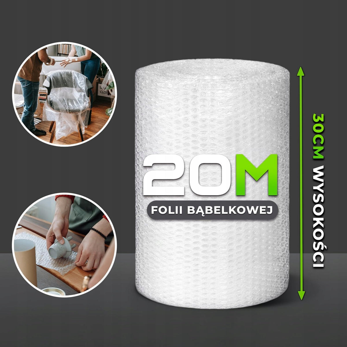 BUBBLE WRAP ROLL 30CMX20M FOR SHIPPING AND PROTECTING GOODS Width 30 cm