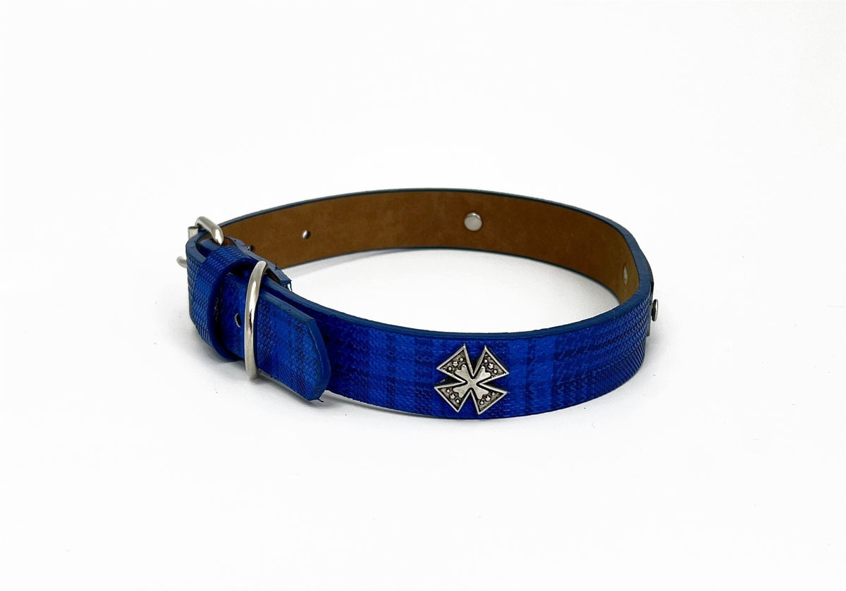 BUBU Leather Dog Collar Panama Size M 20mm 46cm Blue Manufacturer code P-OBR-20-NIE-01