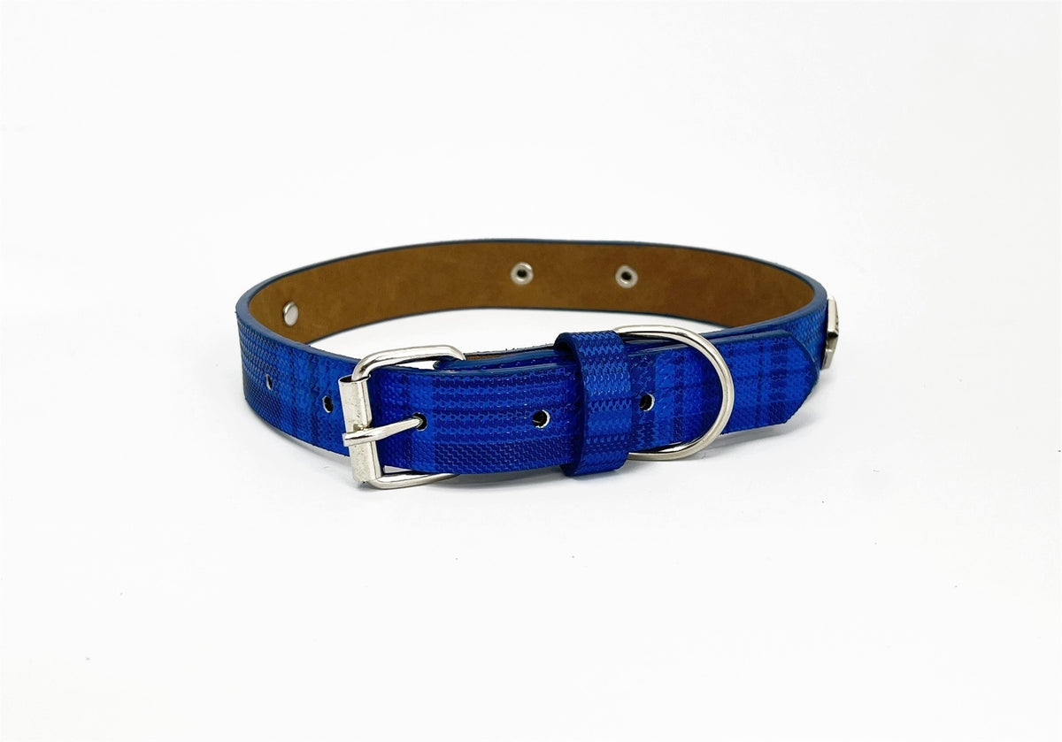 BUBU Leather Dog Collar Panama Size M 20mm 46cm Blue