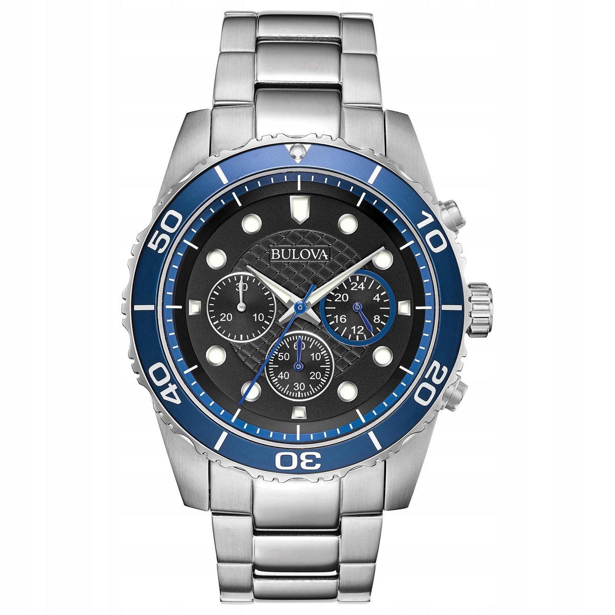 BULOVA CHRONOGRAPH MEN'S WATCH 98A212 SILVER 100M