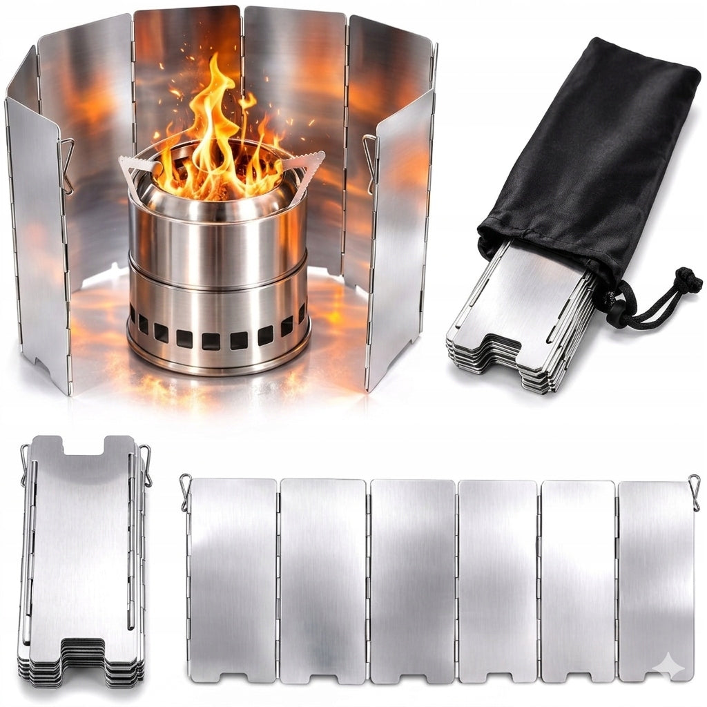 BURNER COOKER WIND SHIELD | FOLDING ALUMINUM PARTITION