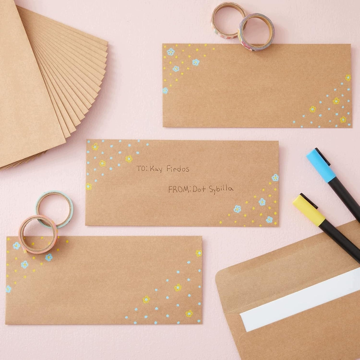 BUSINESS BROWN ENVELOPES 100 PCS SELF-ADHESIVE FOR INVOICE CHECKS