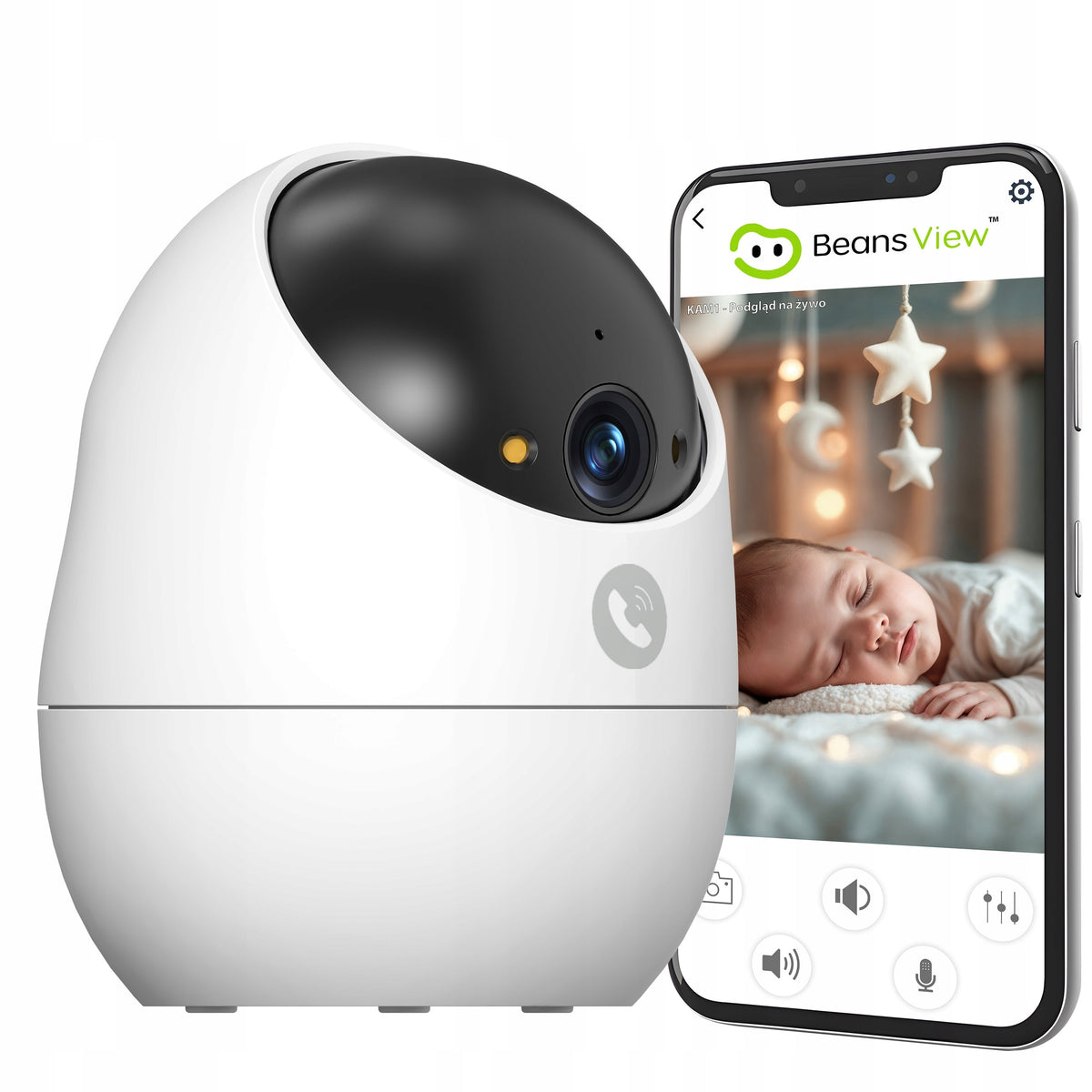 Baby Monitor with WiFi Camera for Home Rotating 5Mp 3K BeansView Camera