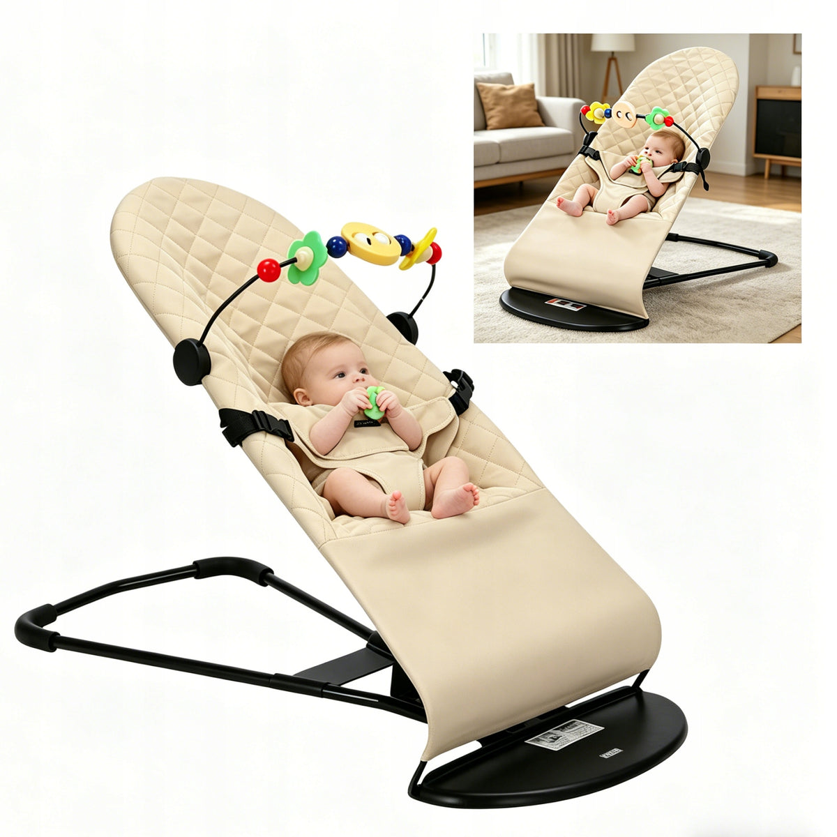Baby Rocker Lounger Baby Folding Adjustable with Straps