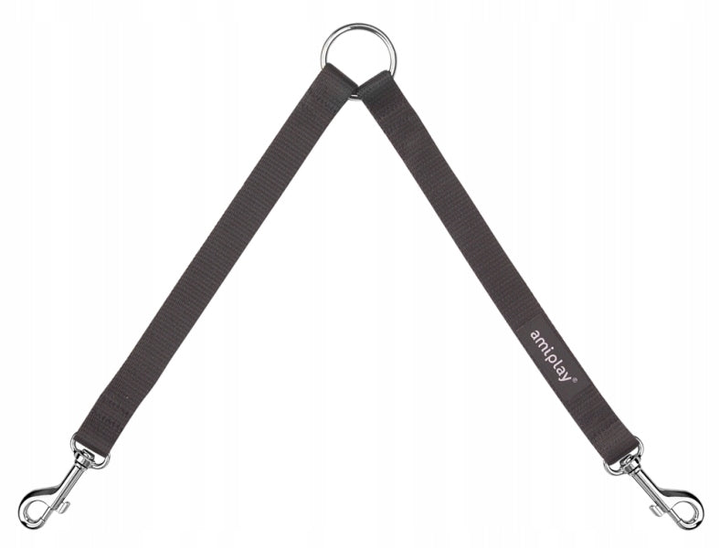 Basic Double Lanyard Separating for Two Dogs S 30 x 1cm black