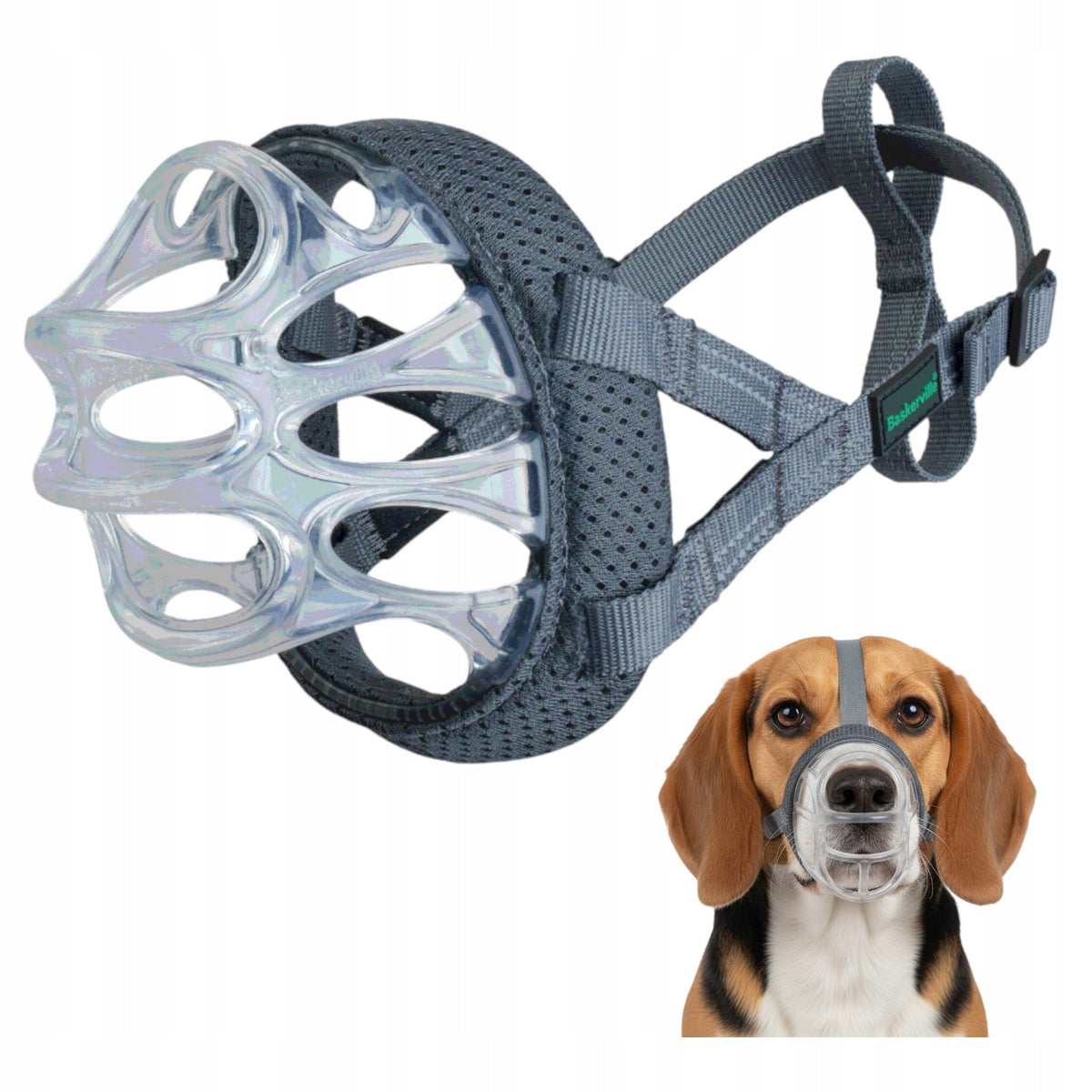 Baskerville Transparent Plastic Muzzle size 3 Beagle Spaniel