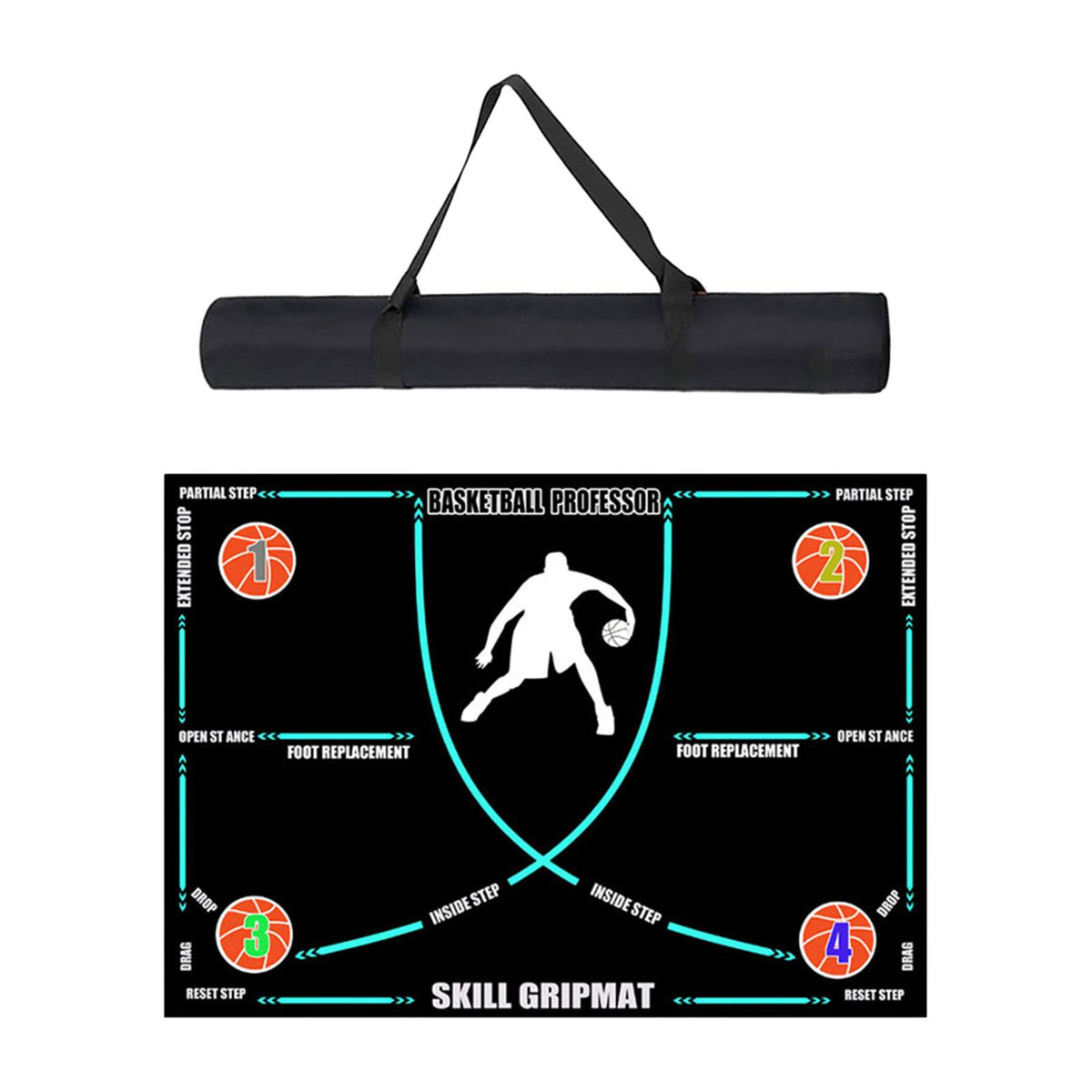 Basketball Footwork Mat, Basketball Dribbling Mat, Non slip, Blue Line