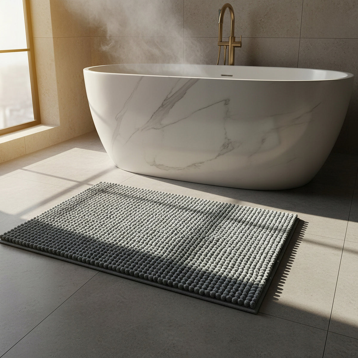 Bathroom Rug 50x80 Grey Absorbent Soft Non-Slip Fluffy Mat Packaging status original