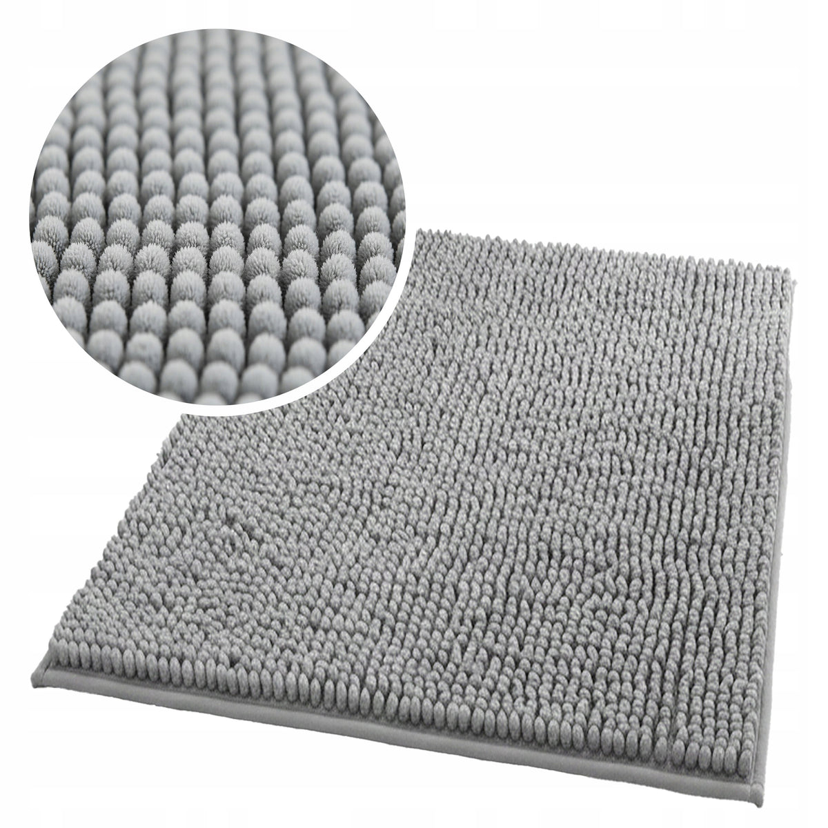 Bathroom Rug 50x80 Grey Absorbent Soft Non-Slip Fluffy Mat