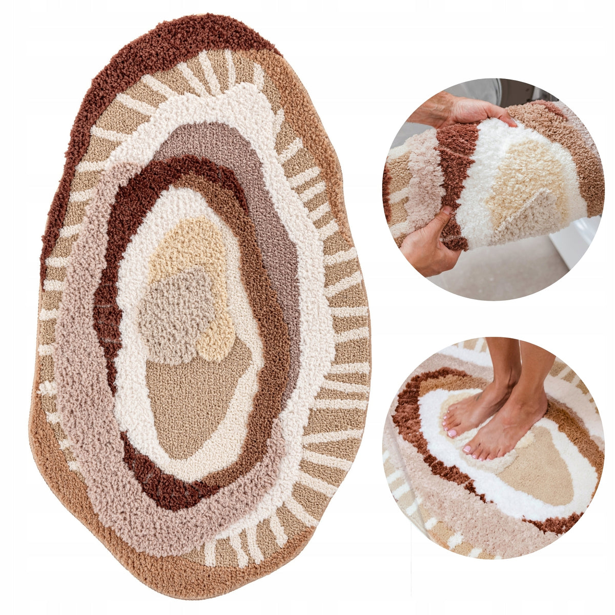 Bathroom Rug Beige Anti-slip 60x100cm Can Wash Soft Fluffy