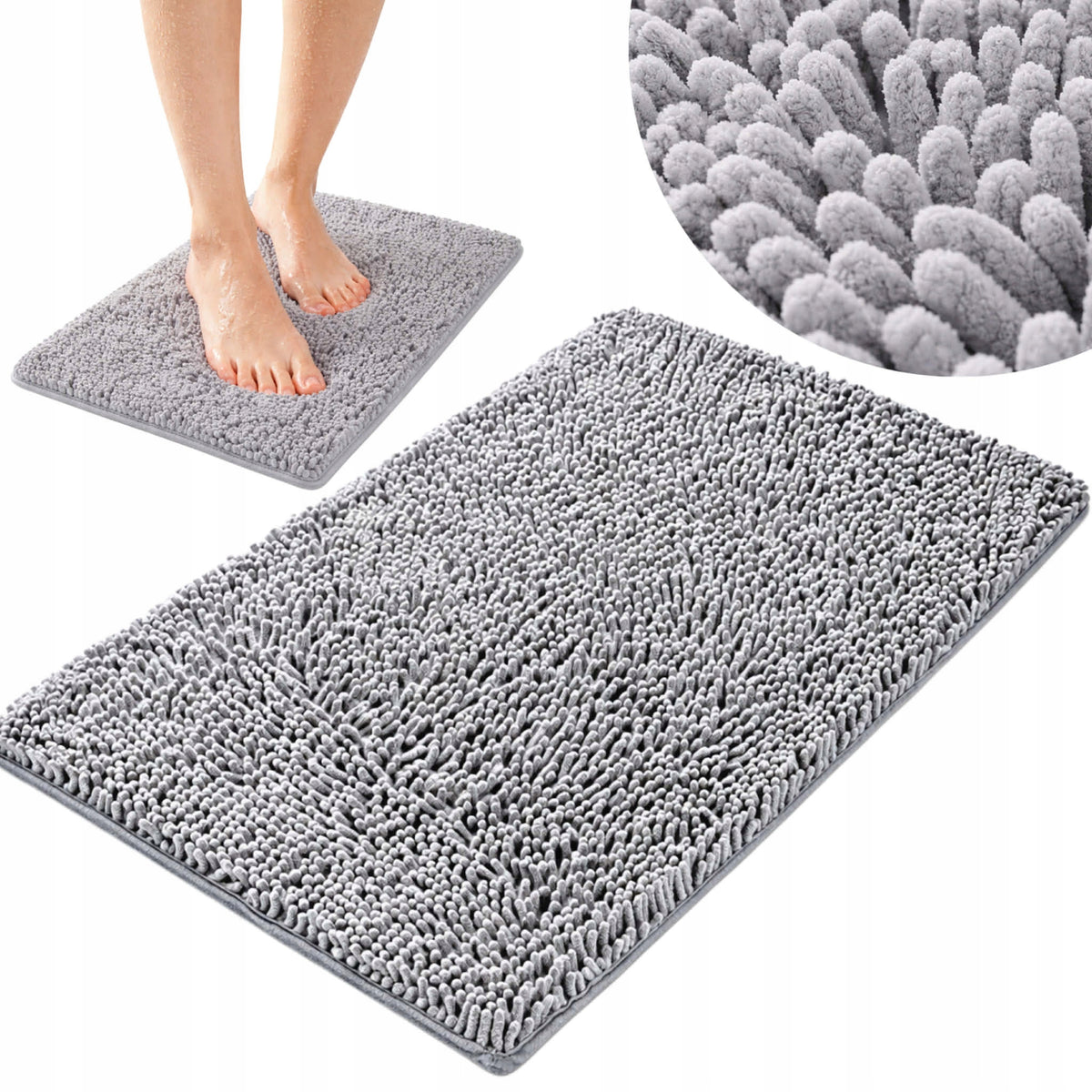Bathroom Rug Chenille Non-Slip Quick Drying Soft Mat 60x40