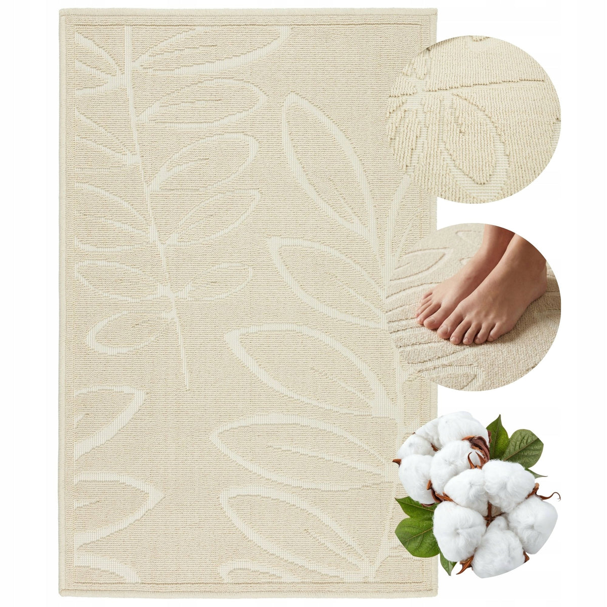 Bathroom Rug Cotton Mat Absorbent Non-Slip Hotel 60x90cm