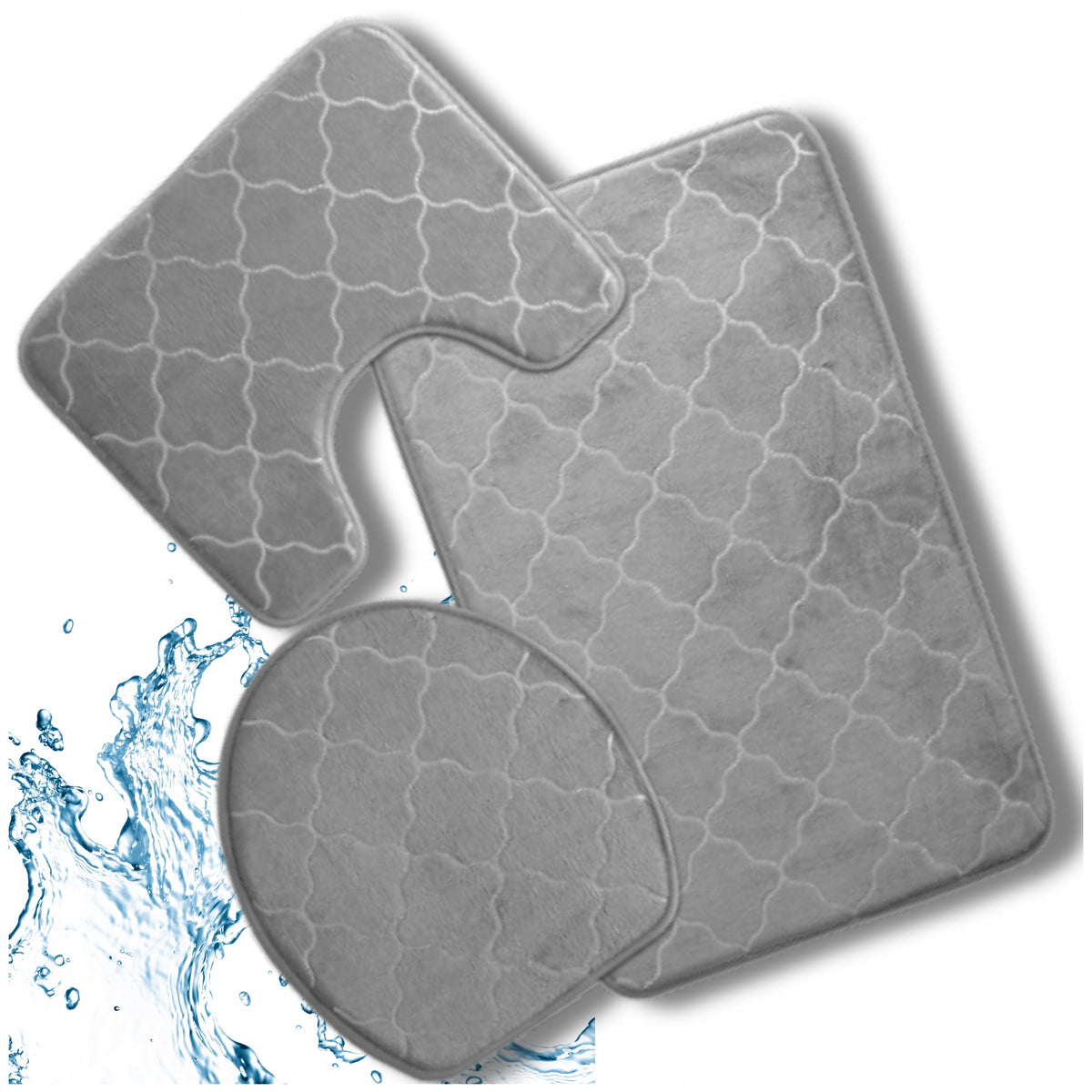 Bathroom Rug Set 3pcs Non-Slip Absorbent Mat Packaging status original