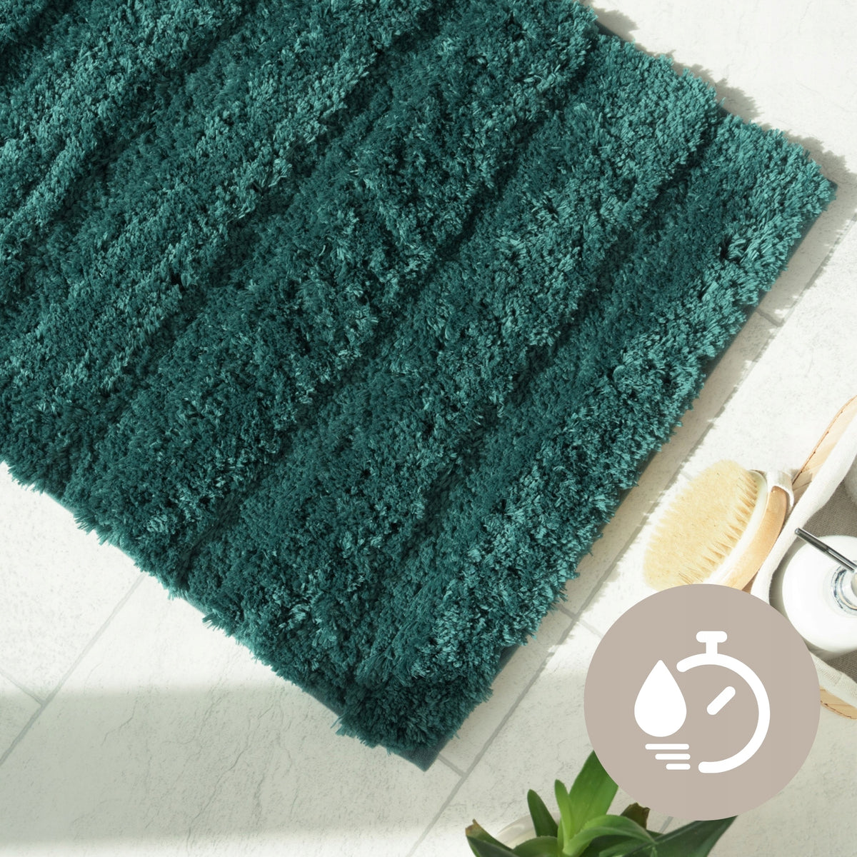 Bathroom Rug Soft Anti-Slip Thick 60x90cm Green Fluffy Packaging status original