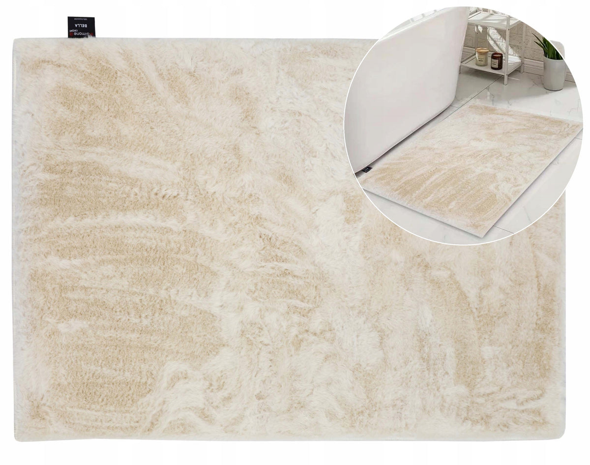 Bathroom Rug Soft Rabbit Anti-Slip Plush Cream 60x90 cm