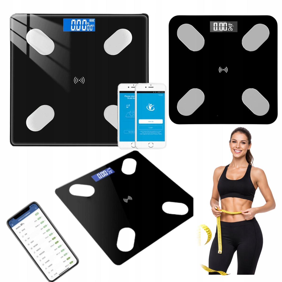 Bathroom Scale Analytical Bluetooth Smart BMI Fat Tissue LCD
