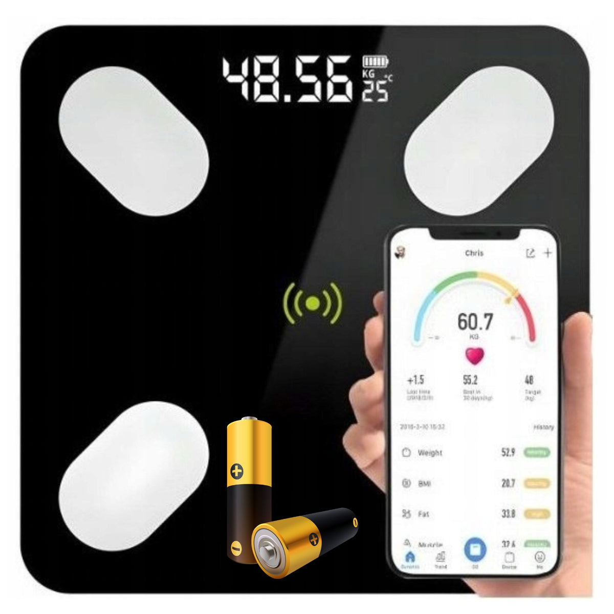 Bathroom scale Azaris BATHROOM SCALE GLASS SMART