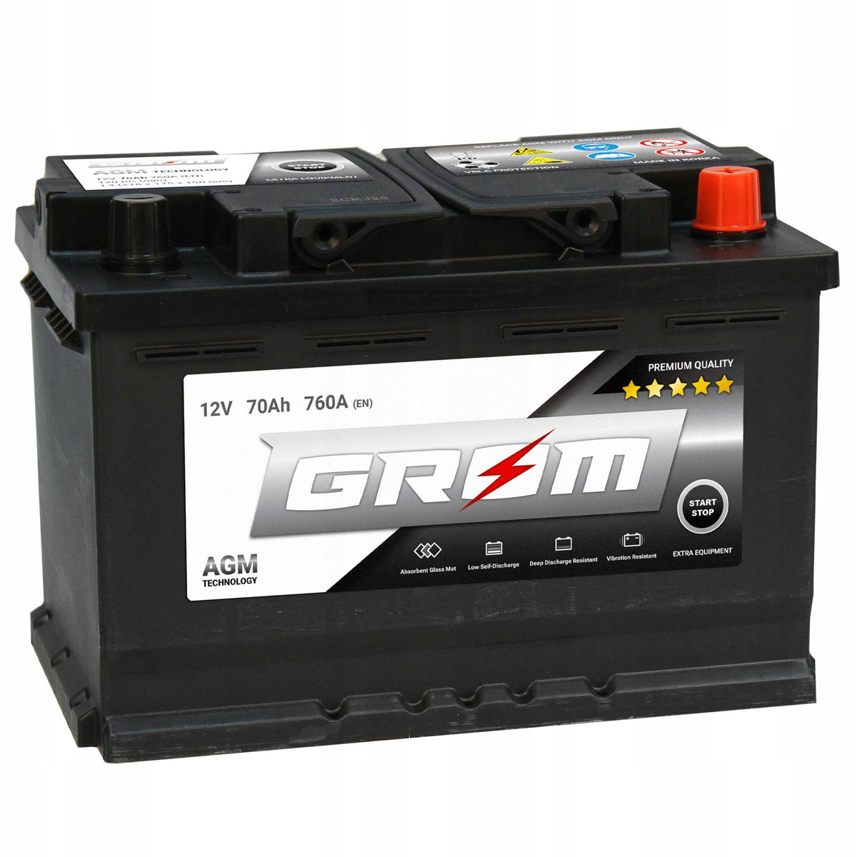 Battery GROM AGM START&STOP 70Ah 760A Right Plus