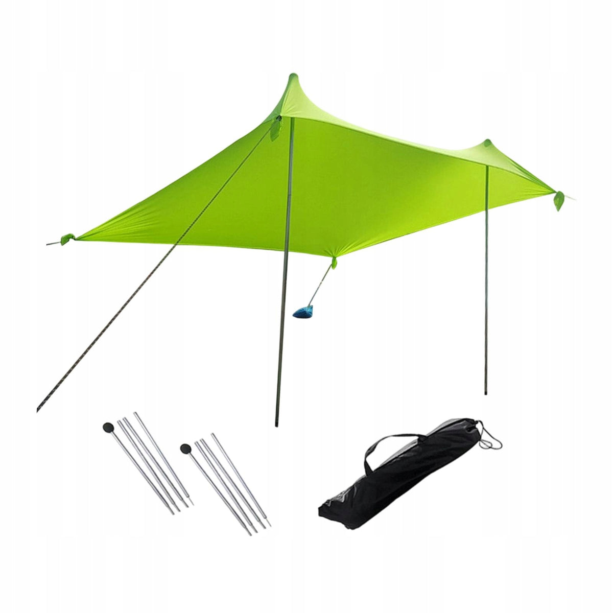 Beach Canopy with 2 Stability Poles Windproof Ropes Heat Insulation Green Packaging status original