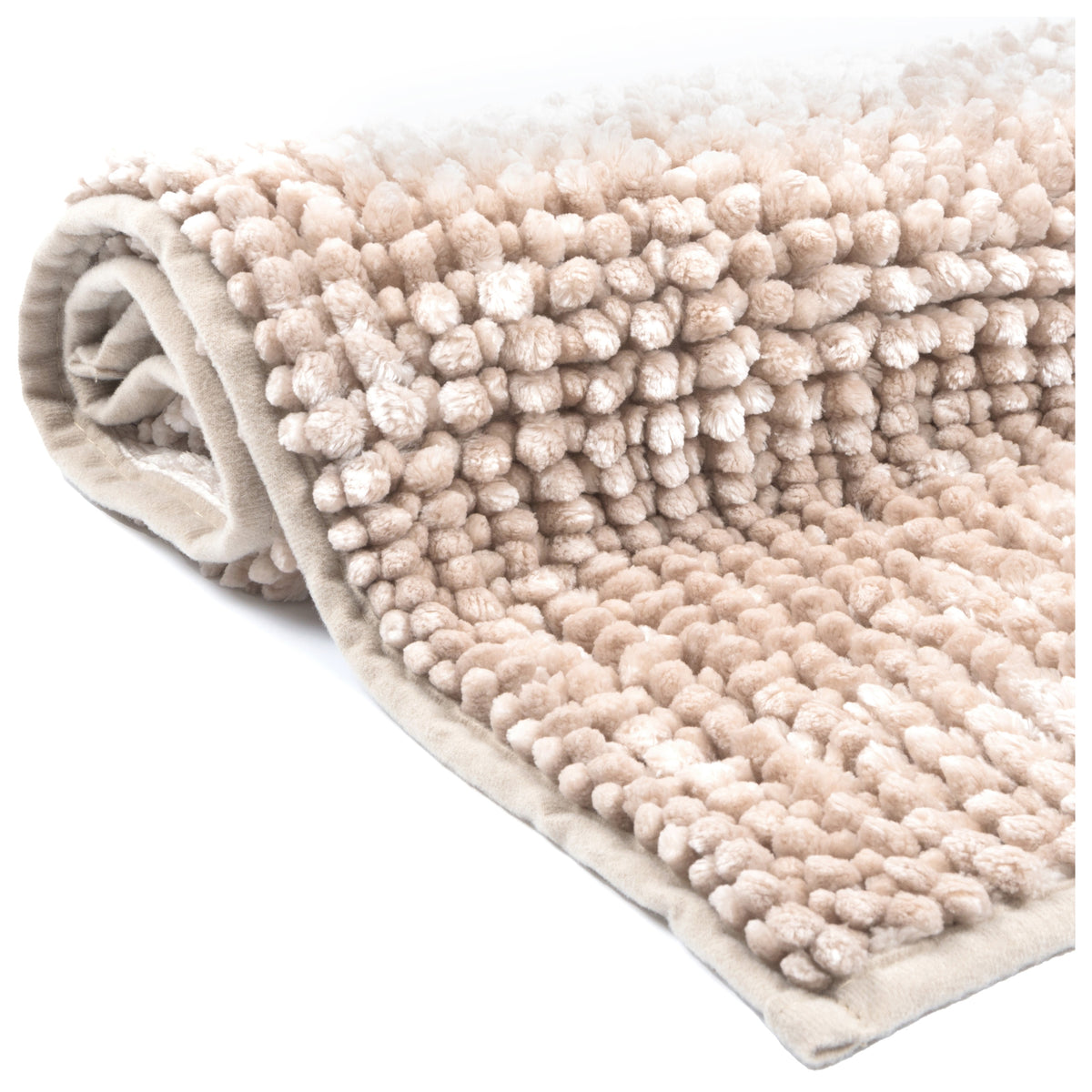 Beige Bathroom Rug Anti-Slip Soft Fluffy Chenille 40x60cm