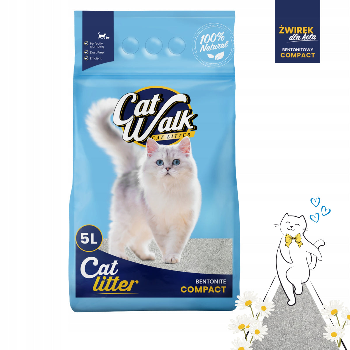 Bentonite Cat Litter Clumping COMPACT Unscented CatWalk 5L Packaging status original
