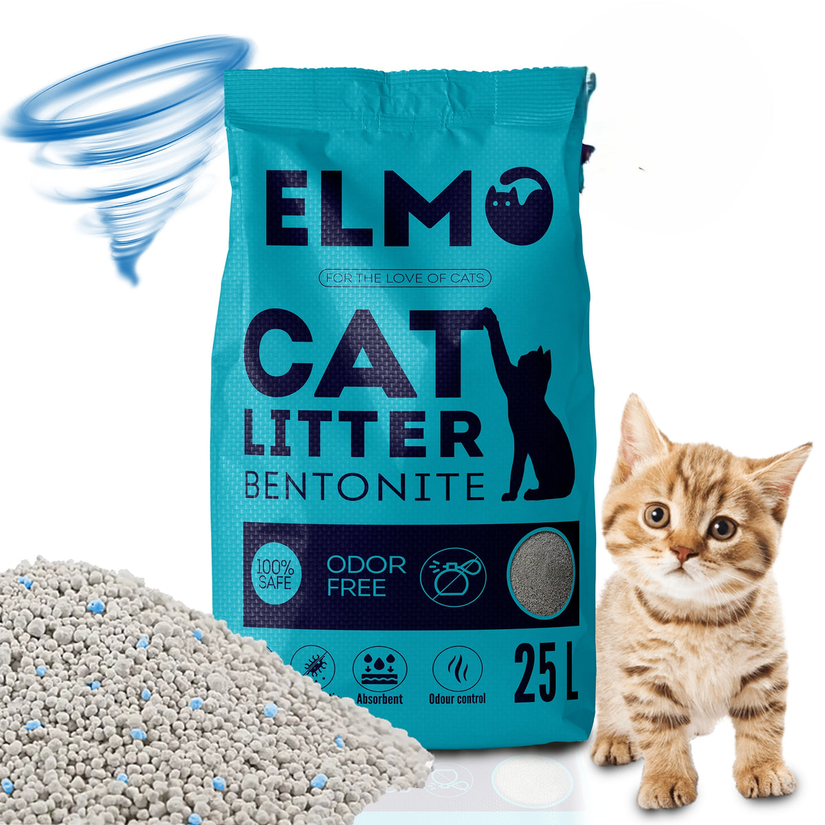 Bentonite Cat Litter Clumping Unscented FINE ELMO 25L