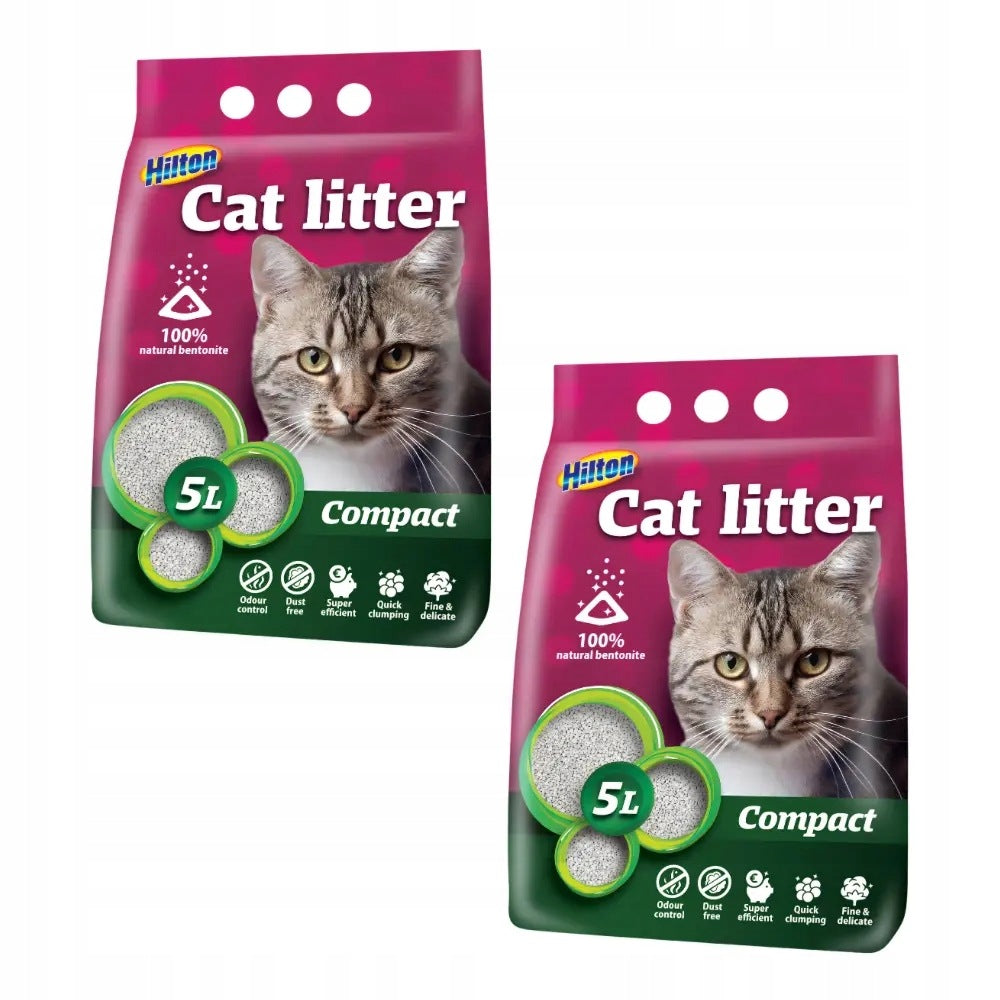 Bentonite Litter Compact Clumping for Cat 2x5L Hilton