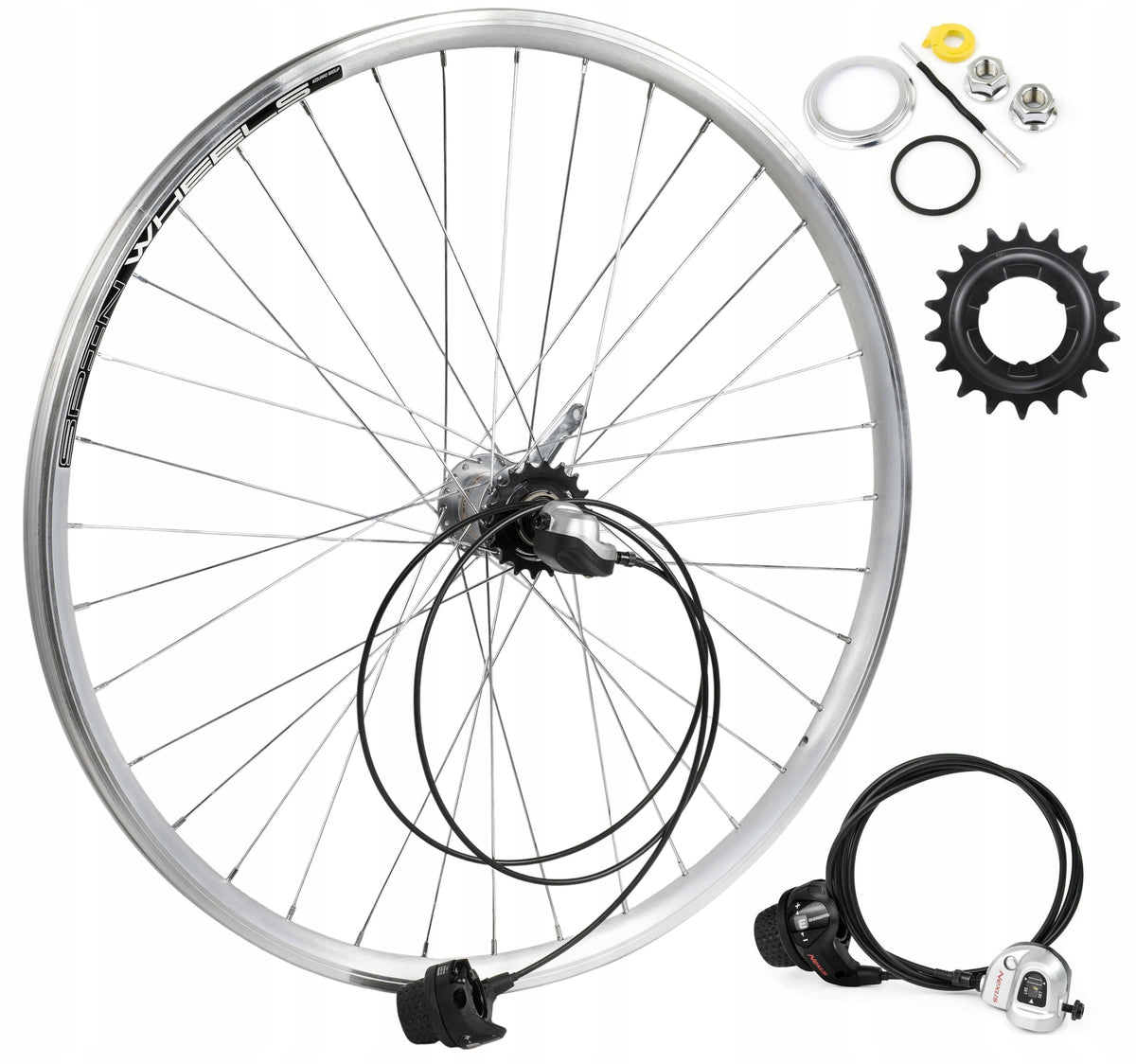 Bicycle Wheel Complete Rear 26 Inch Shimano Nexus 3 Gears with Spin Handle