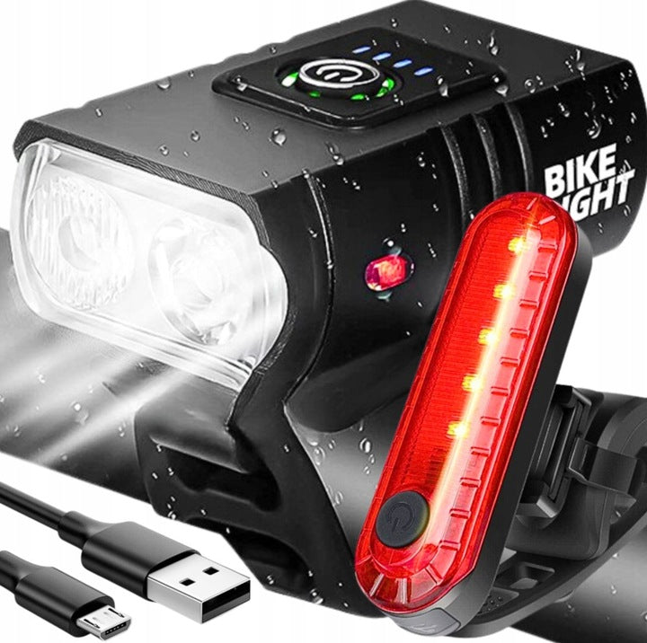 Bike lighting set Koanni black LED battery 1000 lm 6 modes