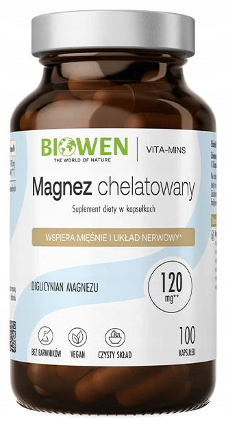Biowen CHELATED MAGNESIUM 840 mg Diglycinate 100 kaps Muscle SPASMS HEART